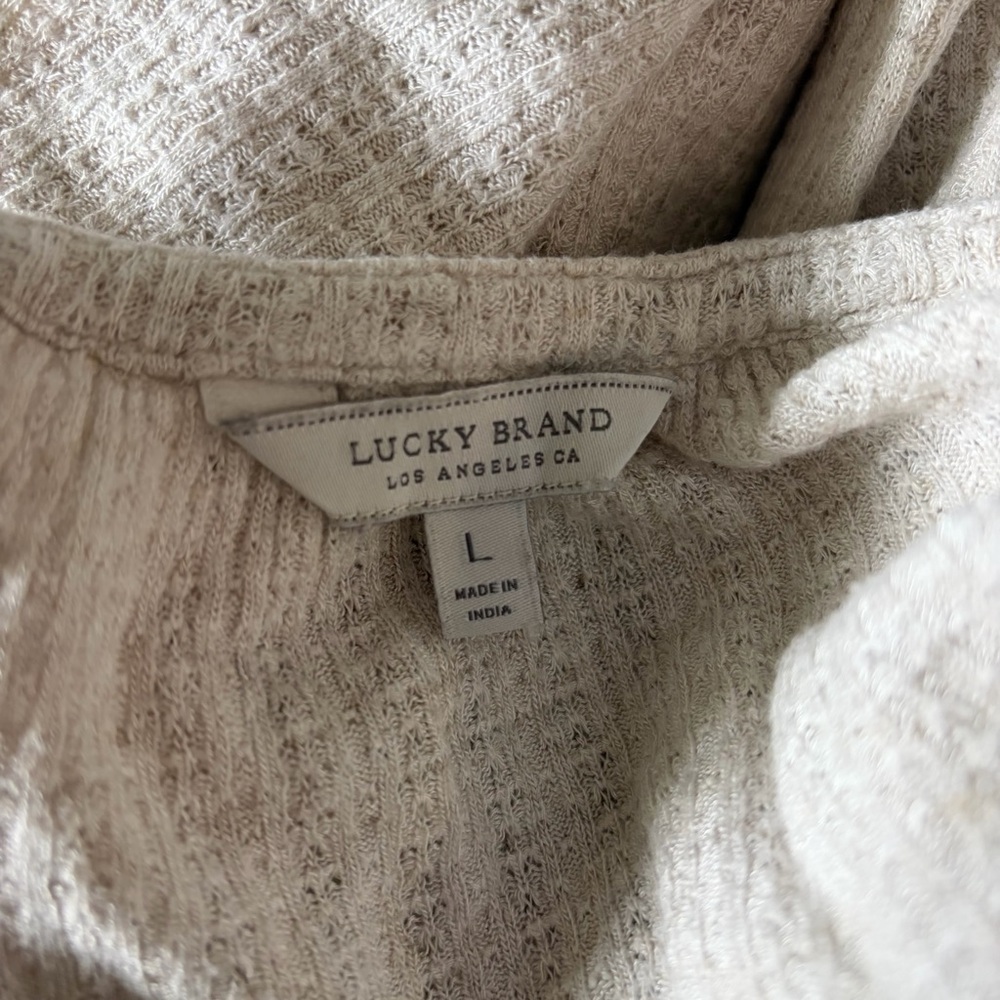Lucky Brand Waffle Knit Henley Blouse Top - Picture 2 of 12